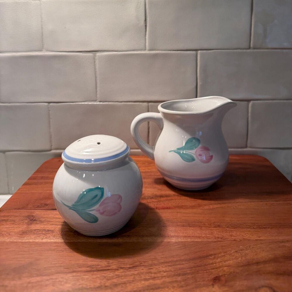 Vintage International Tableworks Tulipano Capri Creamer and Salt Shaker Set